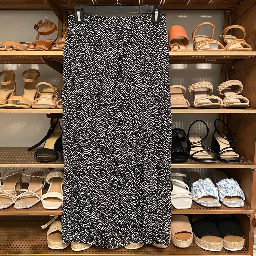 Black & White Dot Slip Midi Skirt